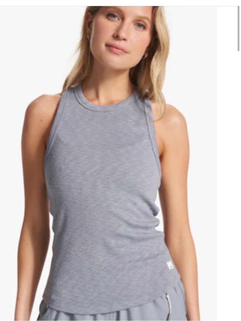 Vuori Heather Gray sunrise high neck tank
